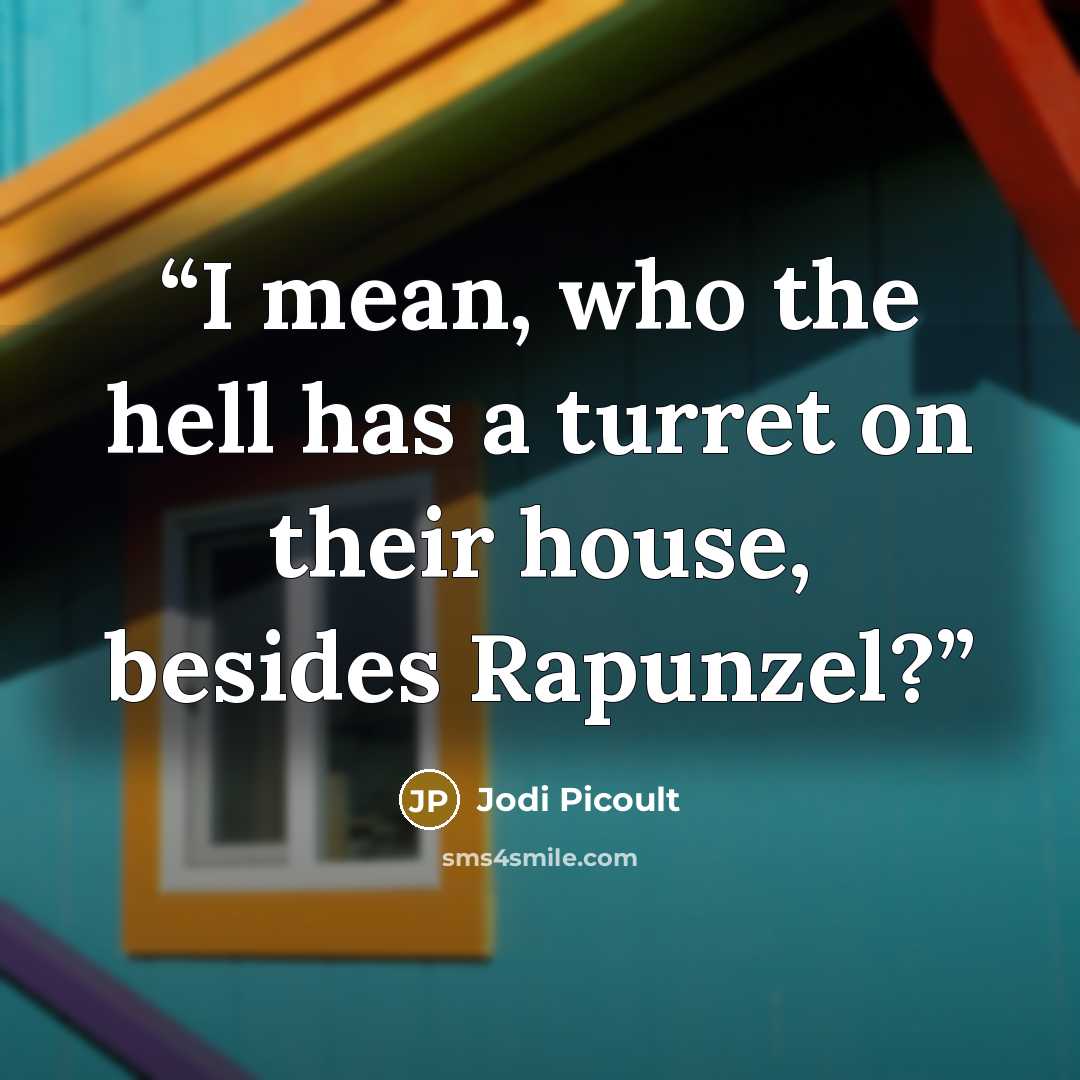 “I mean, who the hell has a turret on their house, besides Rapunzel?” quote by Jodi Picoult