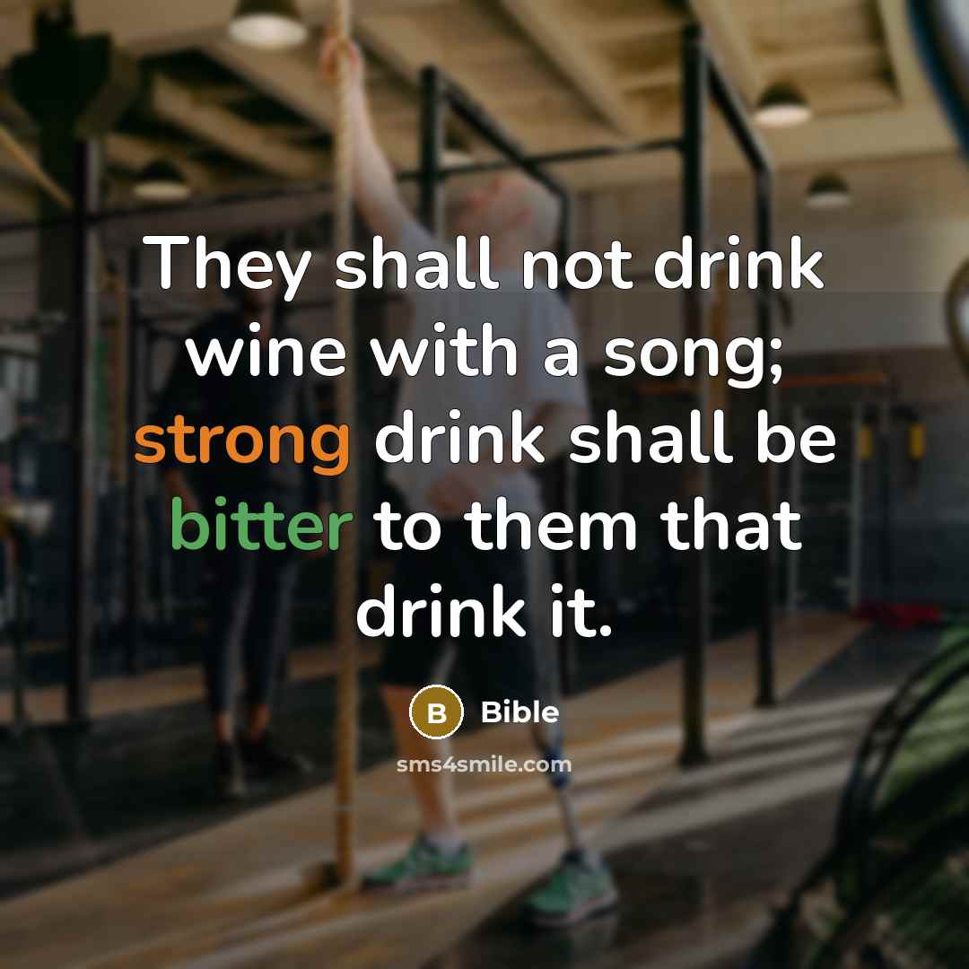 “They shall not drink wine with a song; strong drink shall be bitter to them that drink it.” quote by Bible
