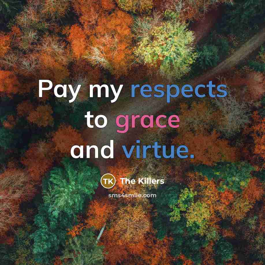 “Pay my respects to grace and virtue.” quote by The Killers