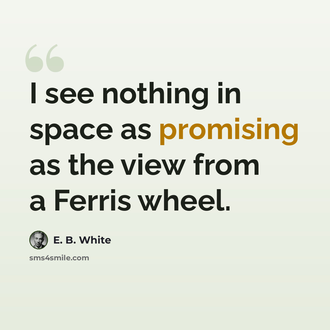 “I see nothing in space as promising as the view from a Ferris wheel.” quote by E. B. White