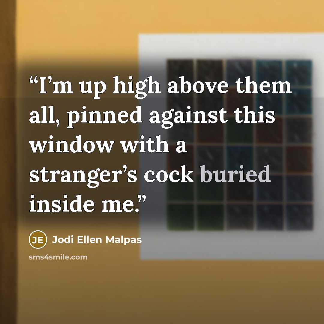 “I’m up high above them all, pinned against this window with a stranger’s cock buried inside me.” quote by Jodi Ellen Malpas