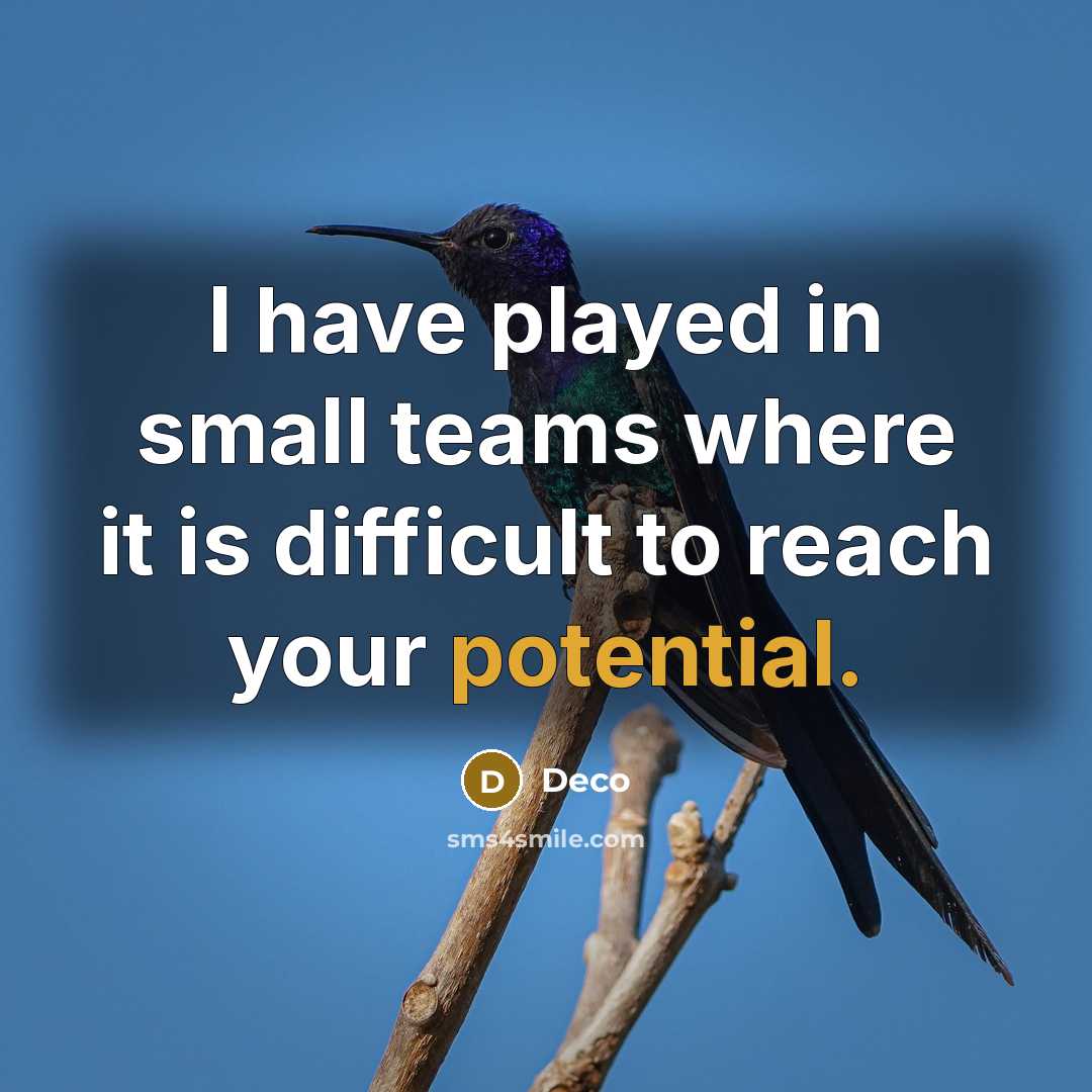 “I have played in small teams where it is difficult to reach your potential.” quote by Deco