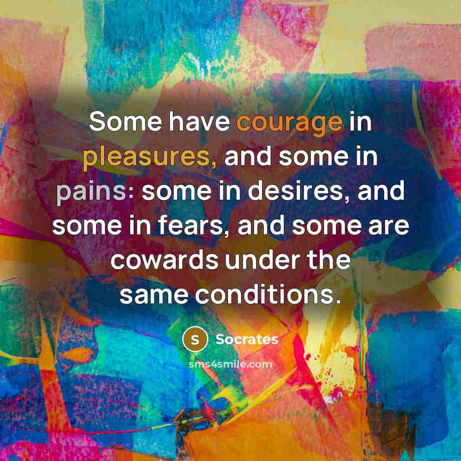 “Some have courage in pleasures, and some in pains: some in desires, and some in fears, and some are cowards under the same conditions.” quote by Socrates