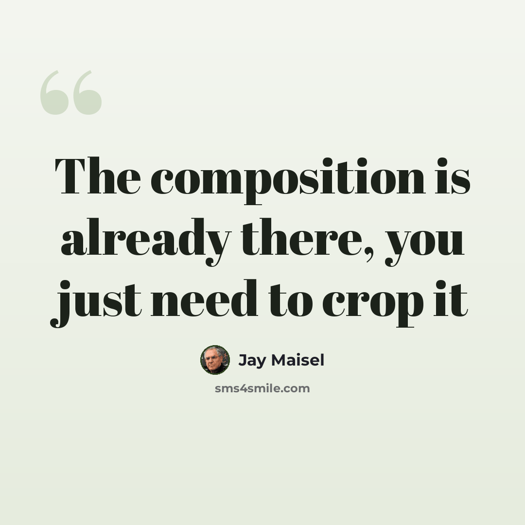 “The composition is already there, you just need to crop it” quote by Jay Maisel