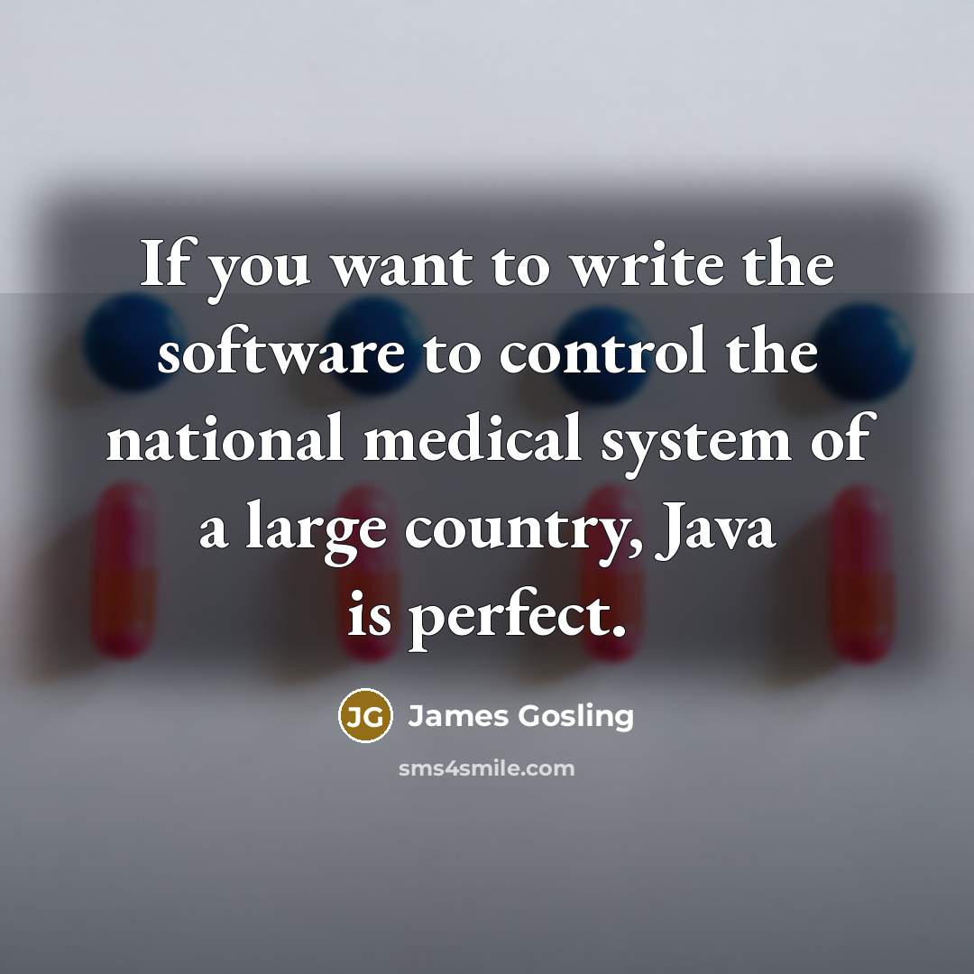 “If you want to write the software to control the national medical system of a large country, Java is perfect.” quote by James Gosling