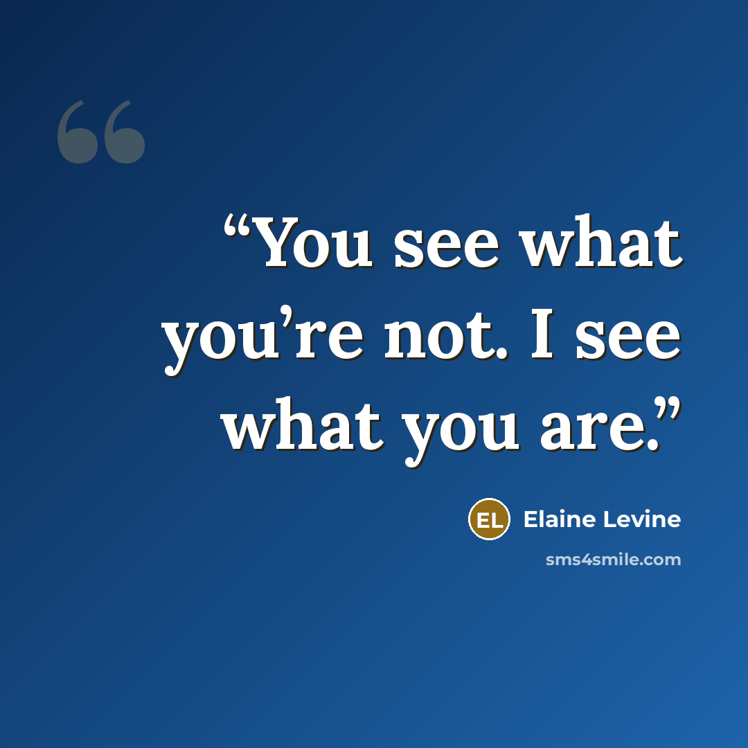 “You see what you’re not. I see what you are.” quote by Elaine Levine
