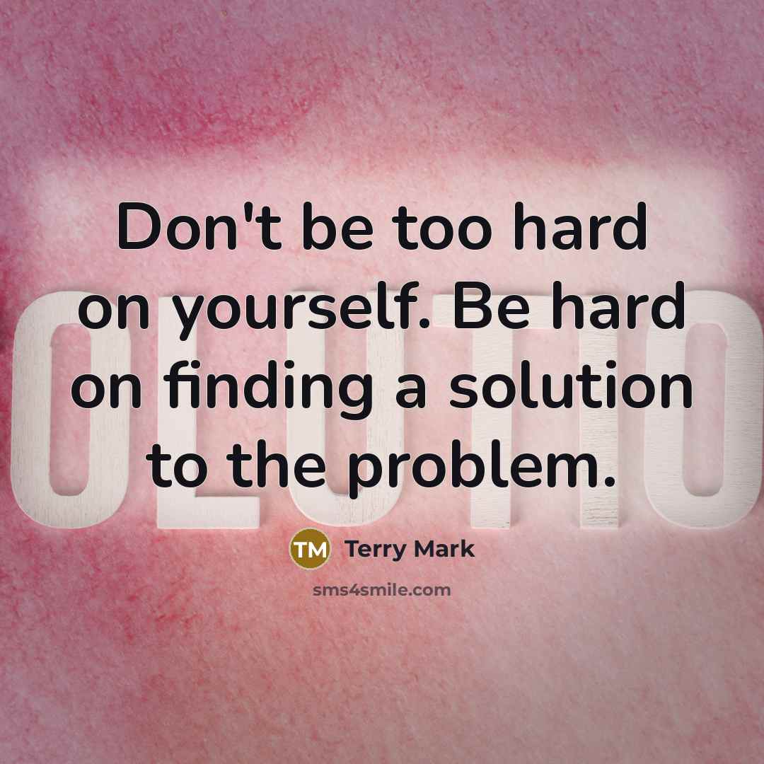 “Don't be too hard on yourself. Be hard on finding a solution to the problem.” quote by Terry Mark