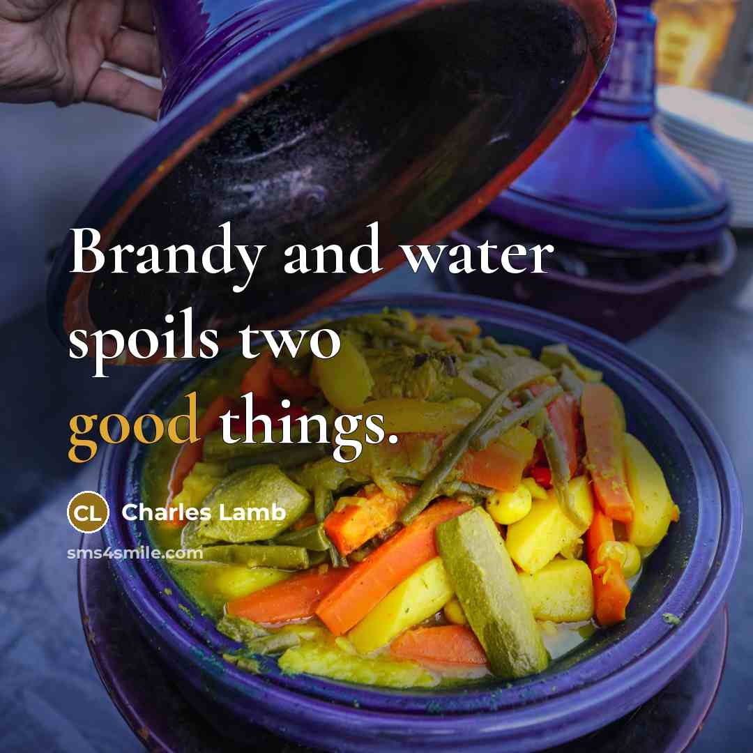 “Brandy and water spoils two good things.” quote by Charles Lamb