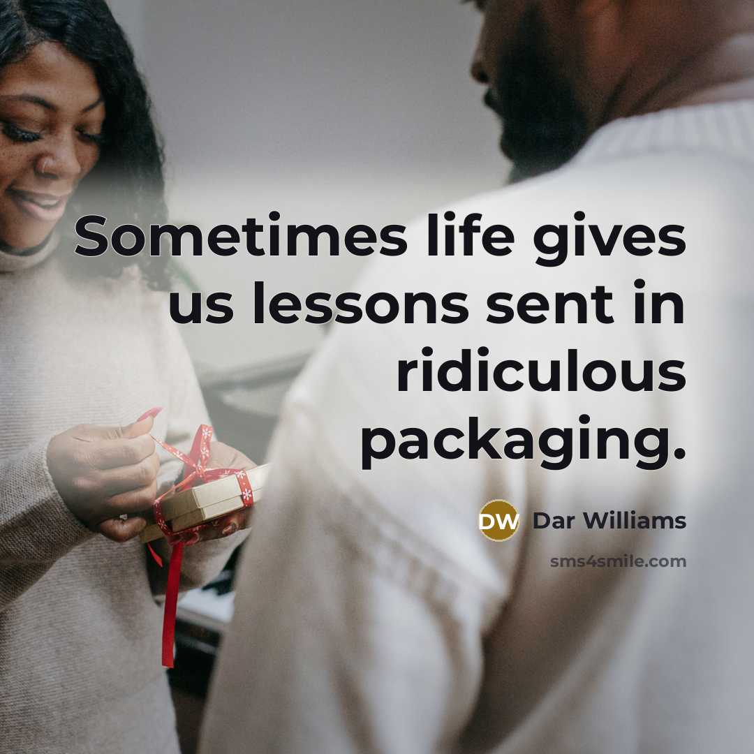 “Sometimes life gives us lessons sent in ridiculous packaging.” quote by Dar Williams