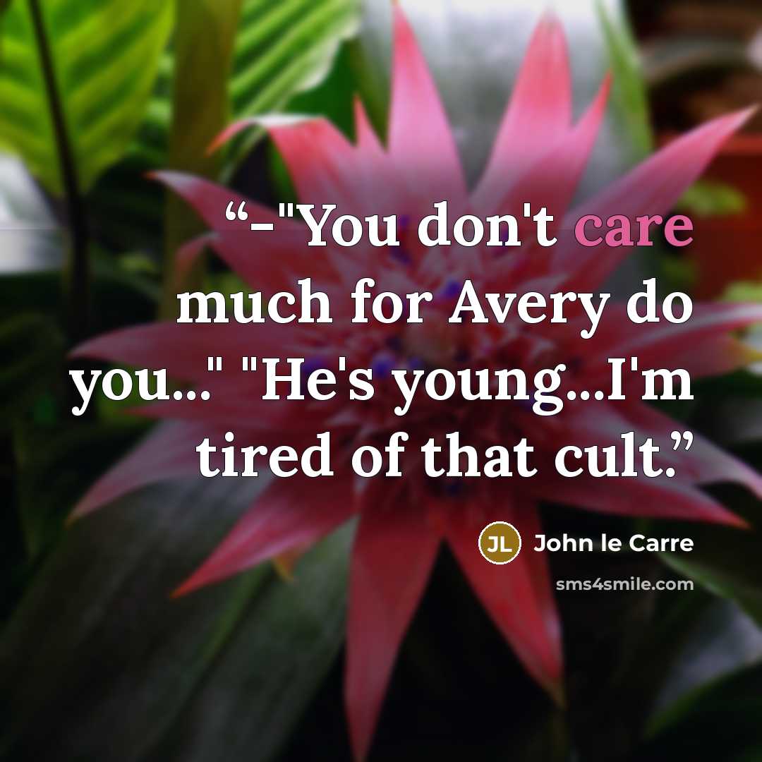 “-"You don't care much for Avery do you..." "He's young...I'm tired of that cult.” quote by John le Carré