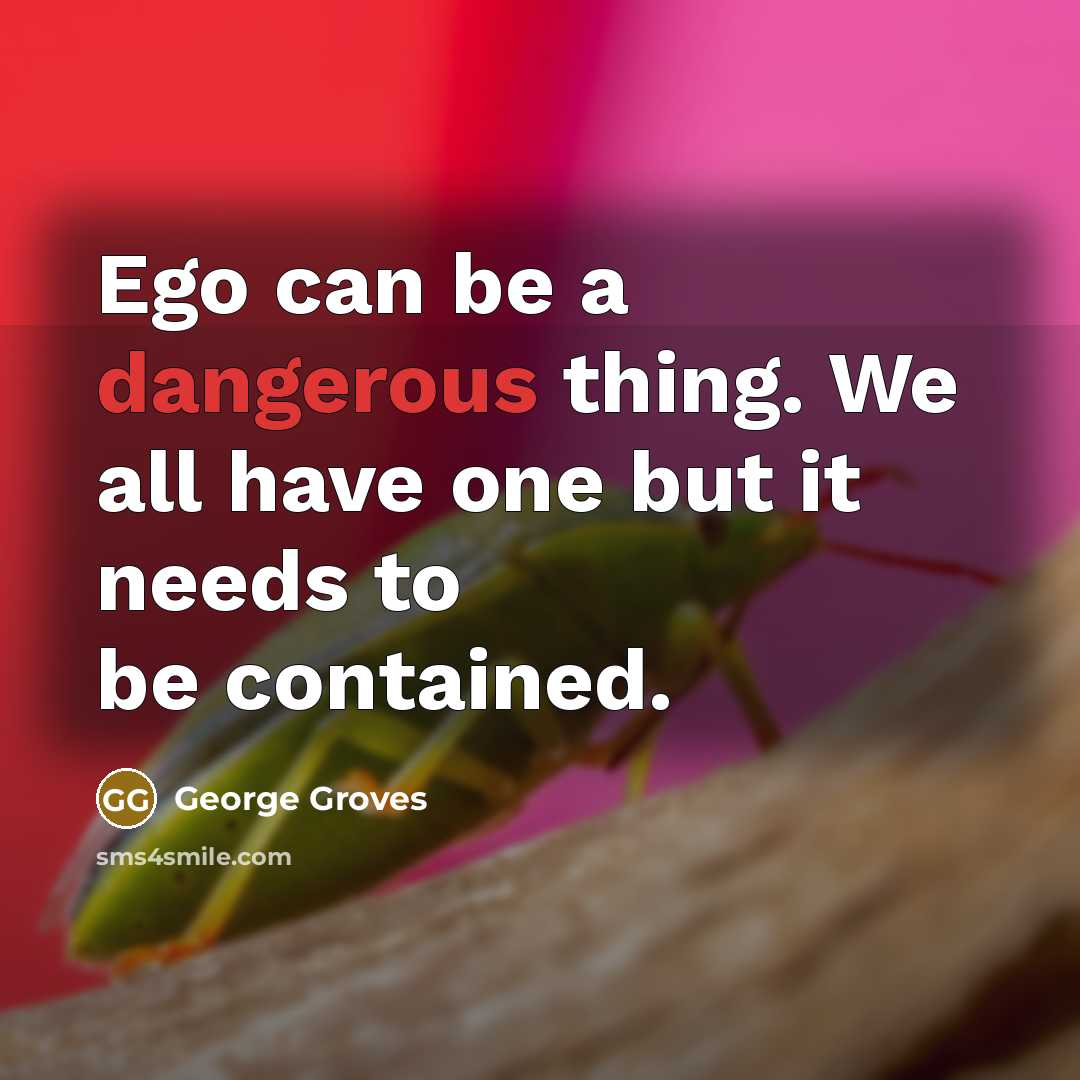 “Ego can be a dangerous thing. We all have one but it needs to be contained.” quote by George Groves