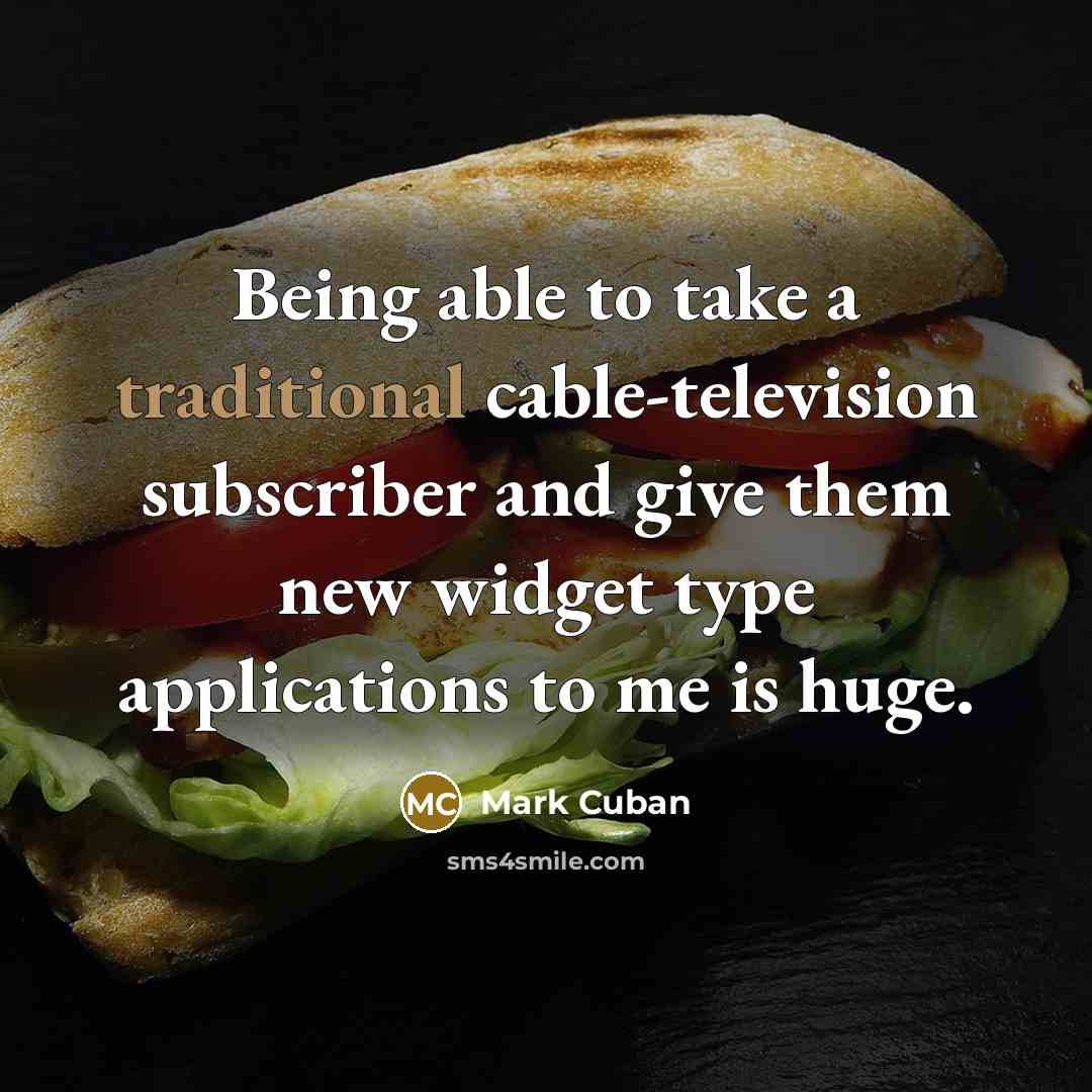 “Being able to take a traditional cable-television subscriber and give them new widget type applications to me is huge.” quote by Mark Cuban