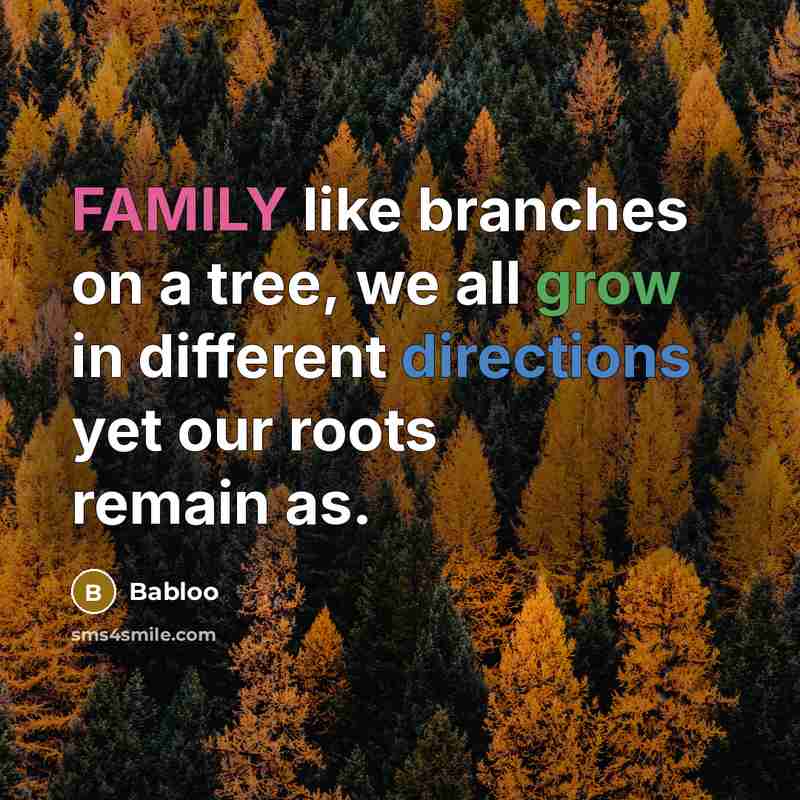 “FAMILY like branches on a tree, we all grow in different directions yet our roots remain as.” quote by Babloo