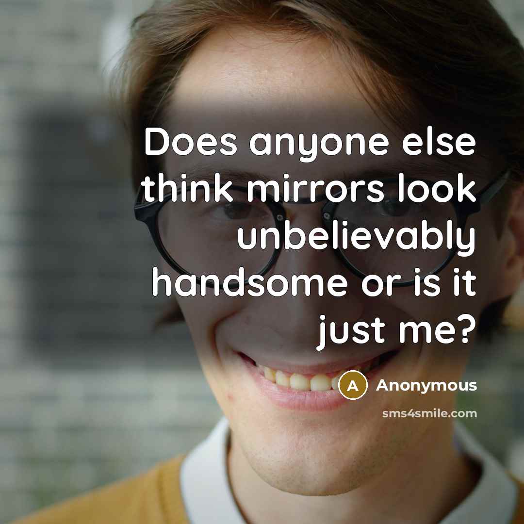 “Does anyone else think mirrors look unbelievably handsome or is it just me?” quote by Anonymous