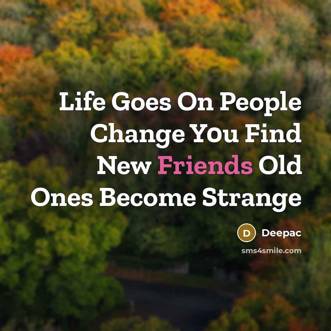 “Life Goes On People Change Y0u Find New Friends Old Ones Become Strange” quote by Deepac