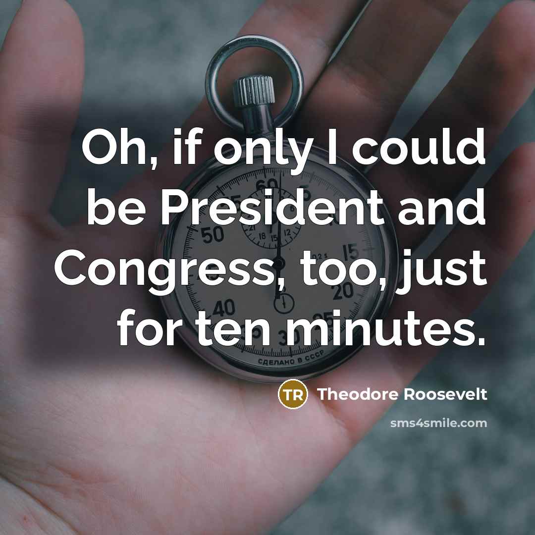 “Oh, if only I could be President and Congress, too, just for ten minutes.” quote by Theodore Roosevelt