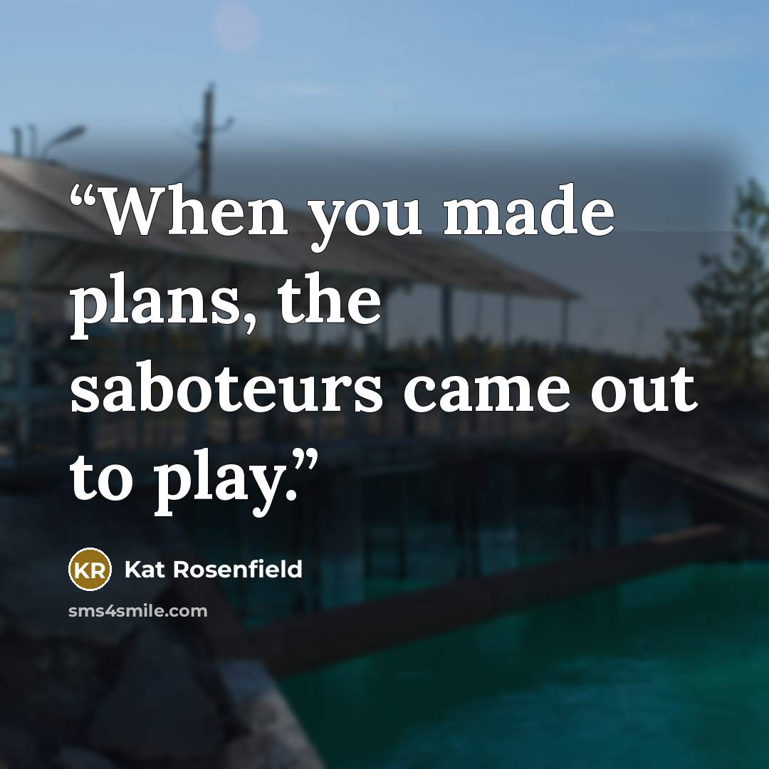“When you made plans, the saboteurs came out to play.” quote by Kat Rosenfield