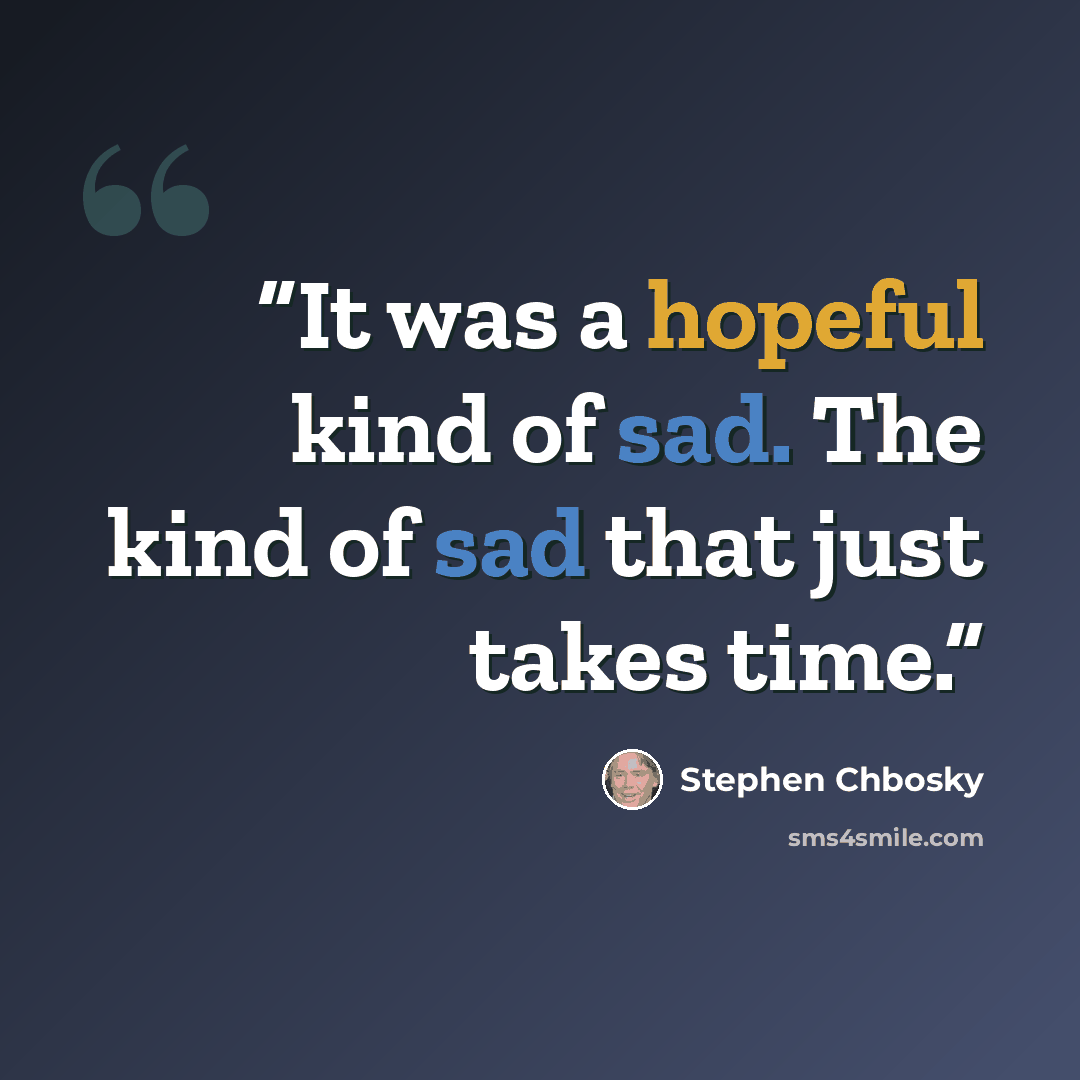 “It was a hopeful kind of sad. The kind of sad that just takes time.” quote by Stephen Chbosky