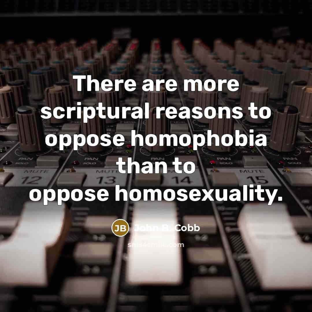 “There are more scriptural reasons to oppose homophobia than to oppose homosexuality.” quote by John B. Cobb