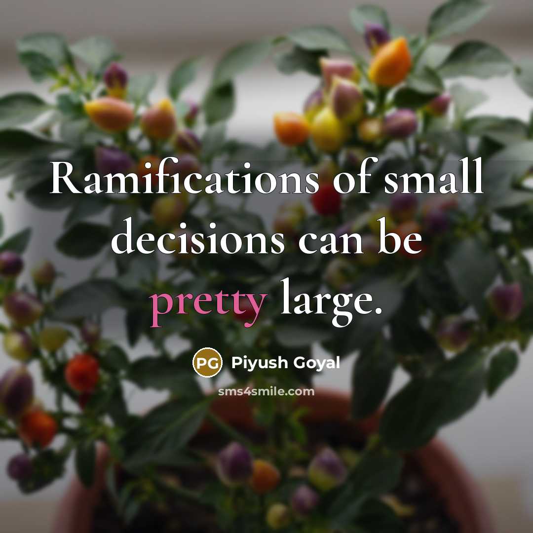 “Ramifications of small decisions can be pretty large.” quote by Piyush Goyal