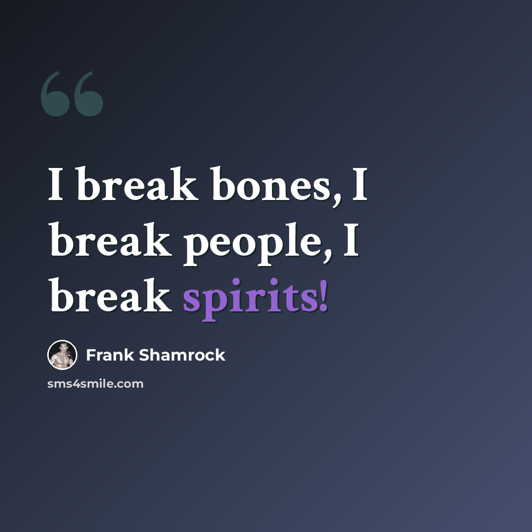 “I break bones, I break people, I break spirits!” quote by Frank Shamrock