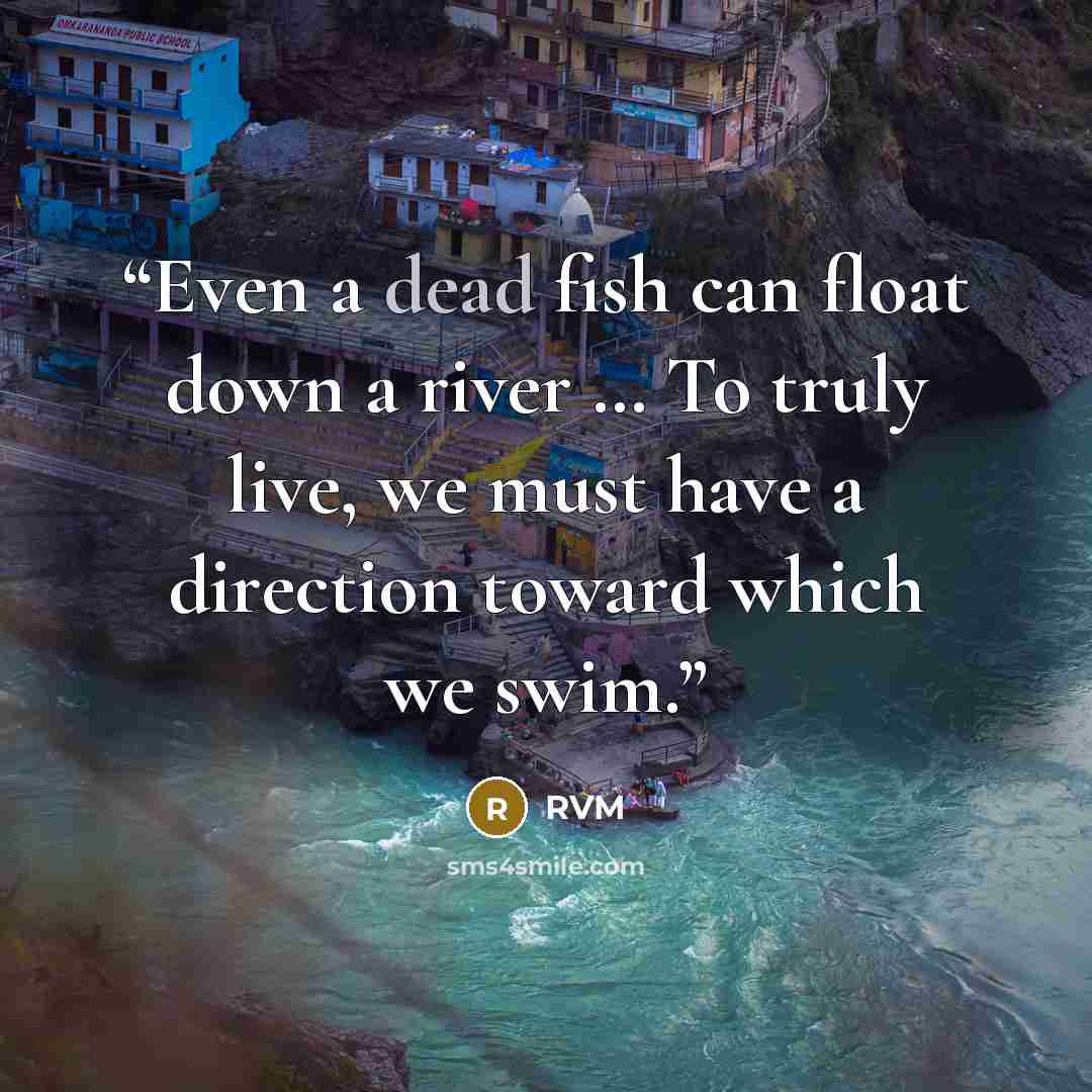 “Even a dead fish can float down a river … To truly live, we must have a direction toward which we swim.” quote by RVM