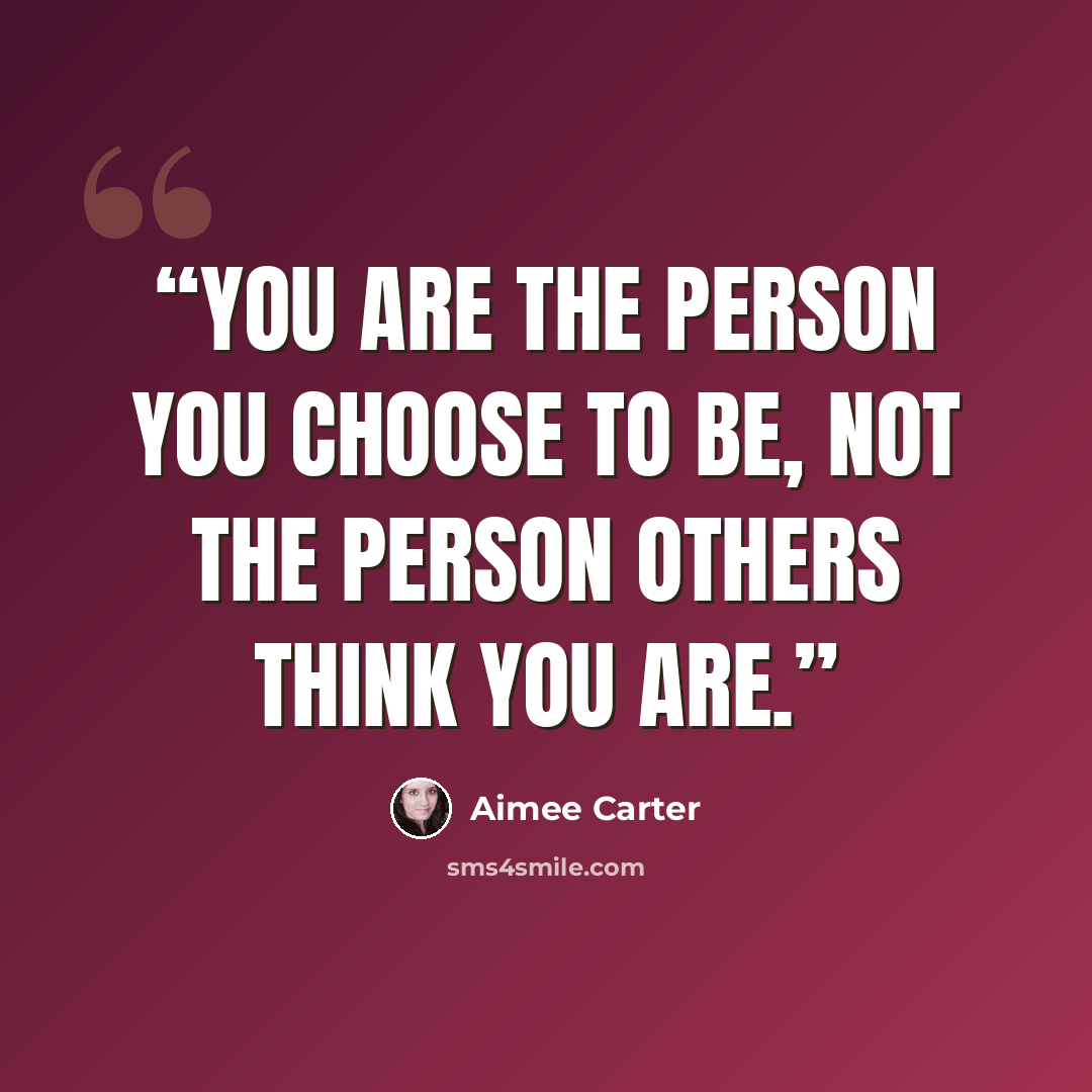 “You are the person you choose to be, not the person others think you are.” quote by Aimee Carter