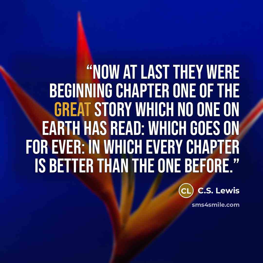 “Now at last they were beginning Chapter One of the Great Story which no one on earth has read: which goes on for ever: in which every chapter is better than the one before.” quote by C.S. Lewis