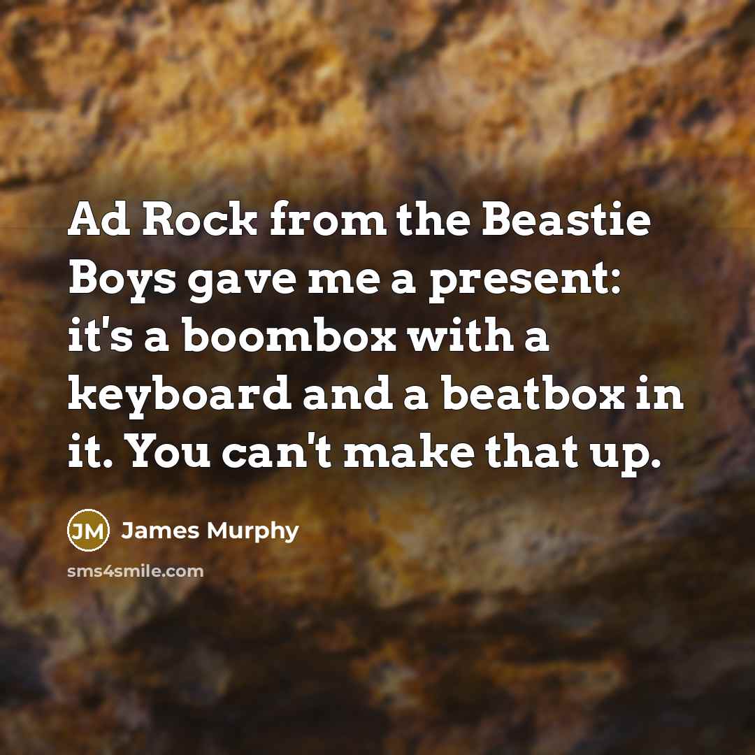 “Ad Rock from the Beastie Boys gave me a present: it's a boombox with a keyboard and a beatbox in it. You can't make that up.” quote by James Murphy