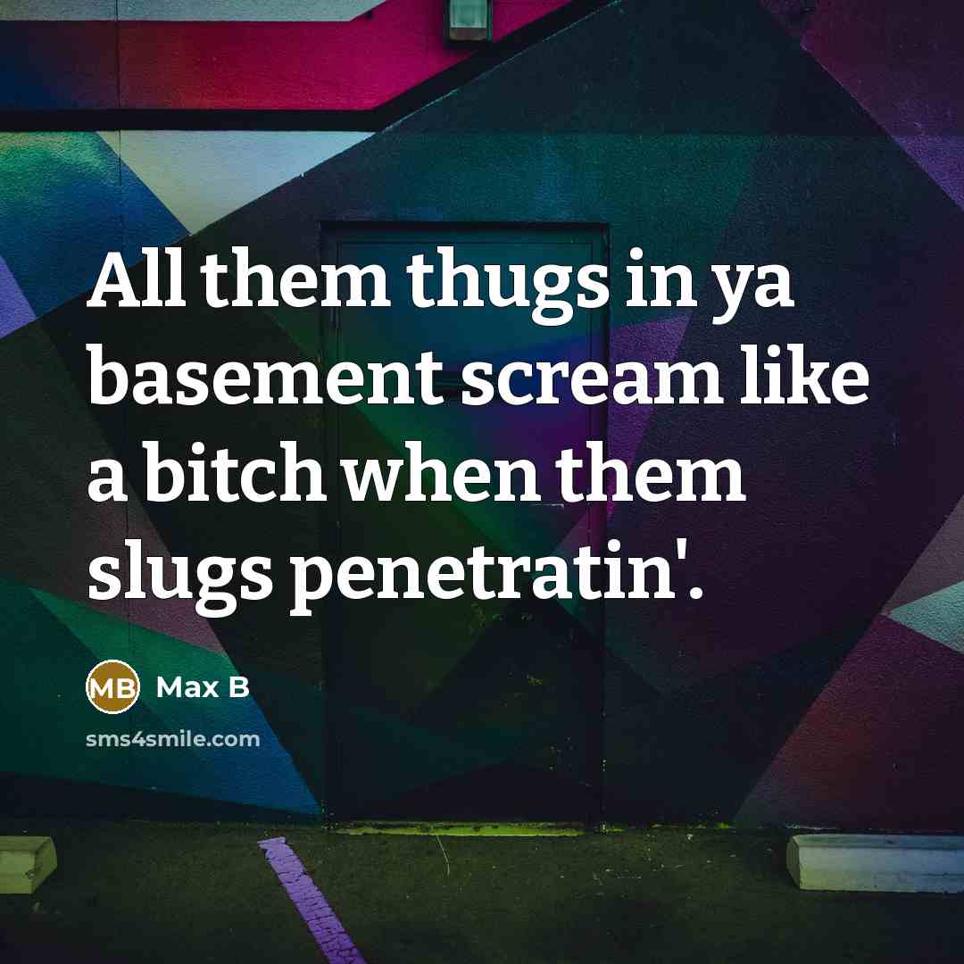 “All them thugs in ya basement scream like a bitch when them slugs penetratin'.” quote by Max B