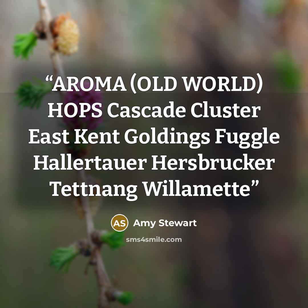 “AROMA (OLD WORLD) HOPS Cascade Cluster East Kent Goldings Fuggle Hallertauer Hersbrucker Tettnang Willamette” quote by Amy Stewart