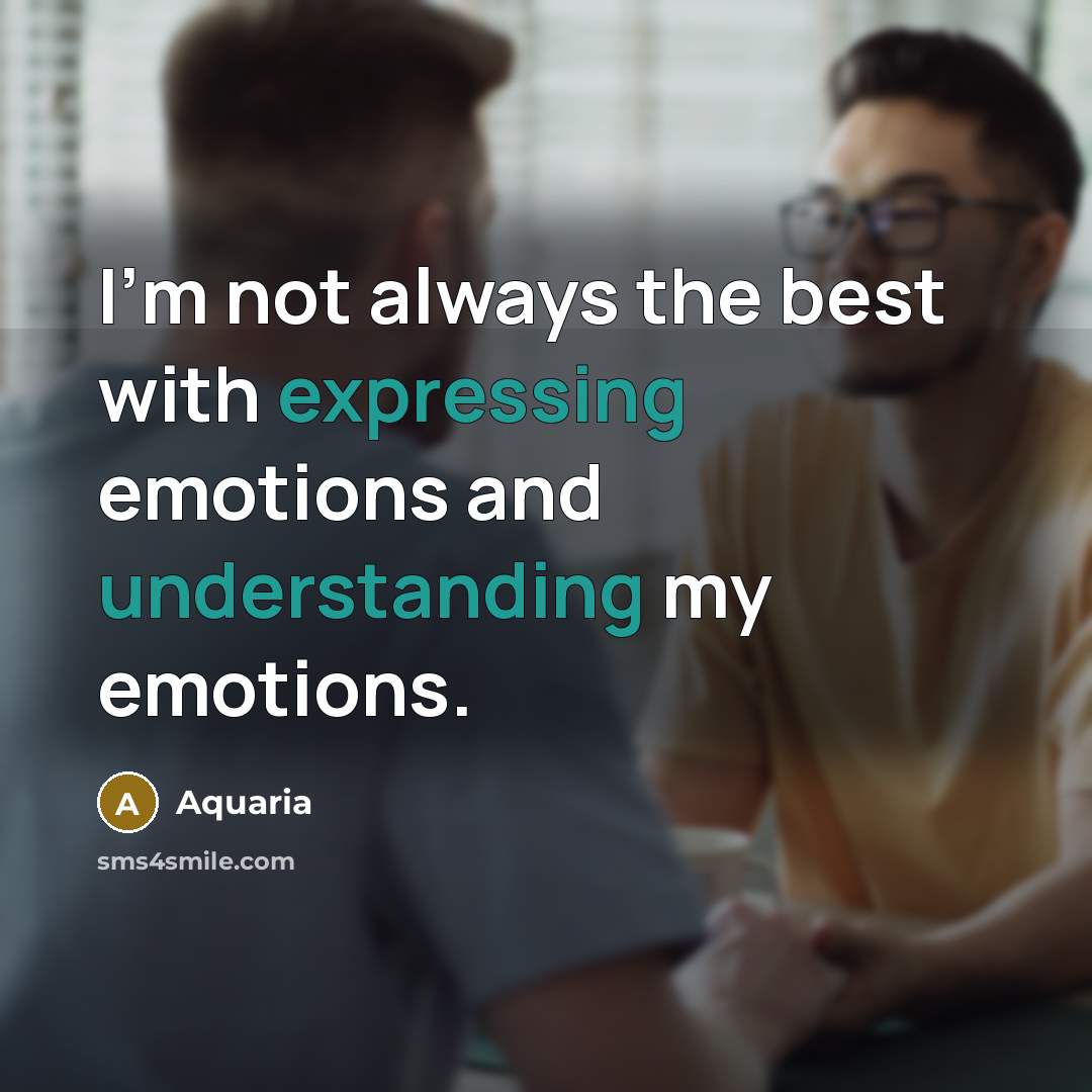 “I'm not always the best with expressing emotions and understanding my emotions.” quote by Aquaria