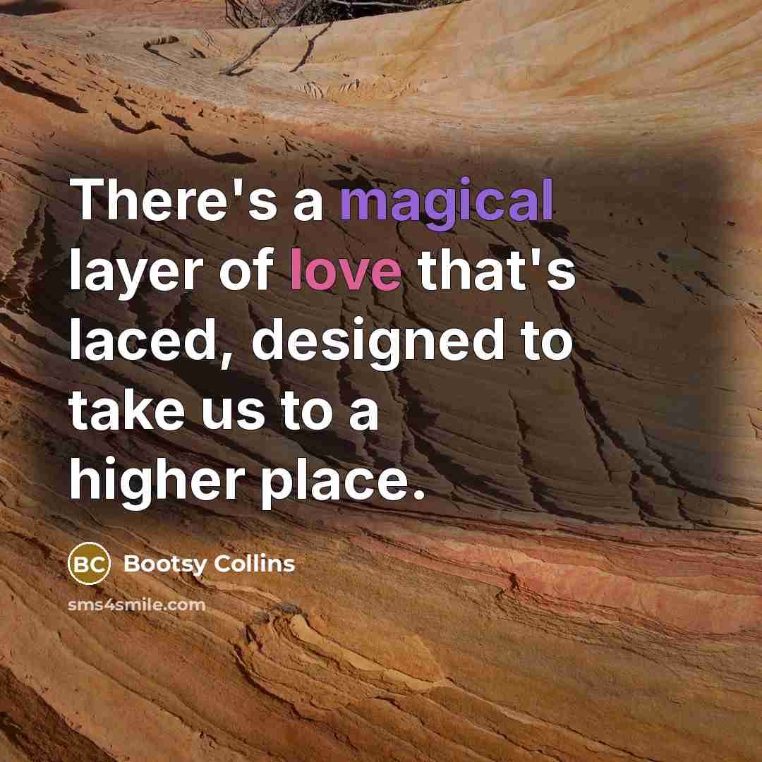 “There's a magical layer of love that's laced, designed to take us to a higher place.” quote by Bootsy Collins