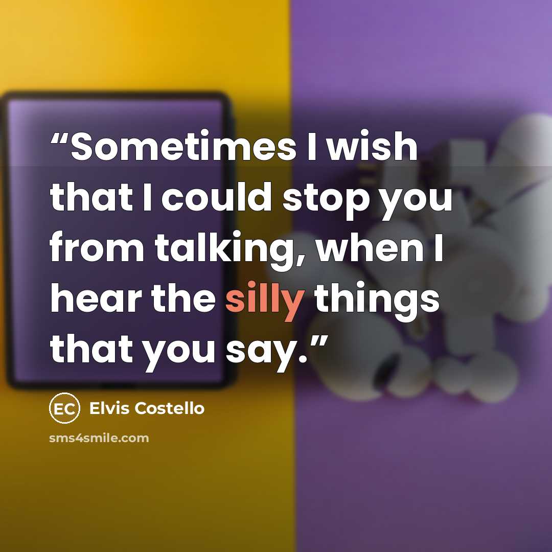 “Sometimes I wish that I could stop you from talking, when I hear the silly things that you say.” quote by Elvis Costello