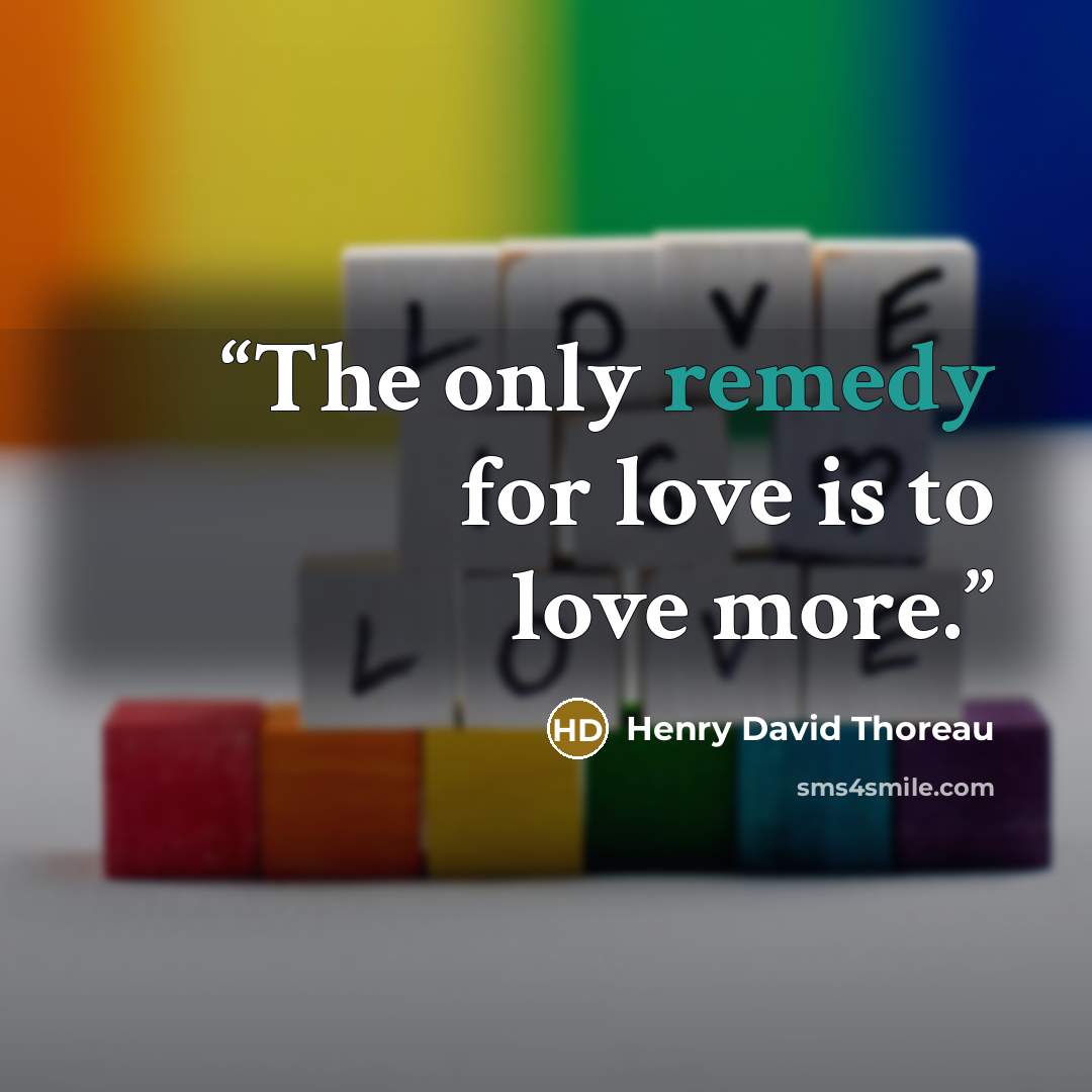 “The only remedy for love is to love more.” quote by Henry David Thoreau