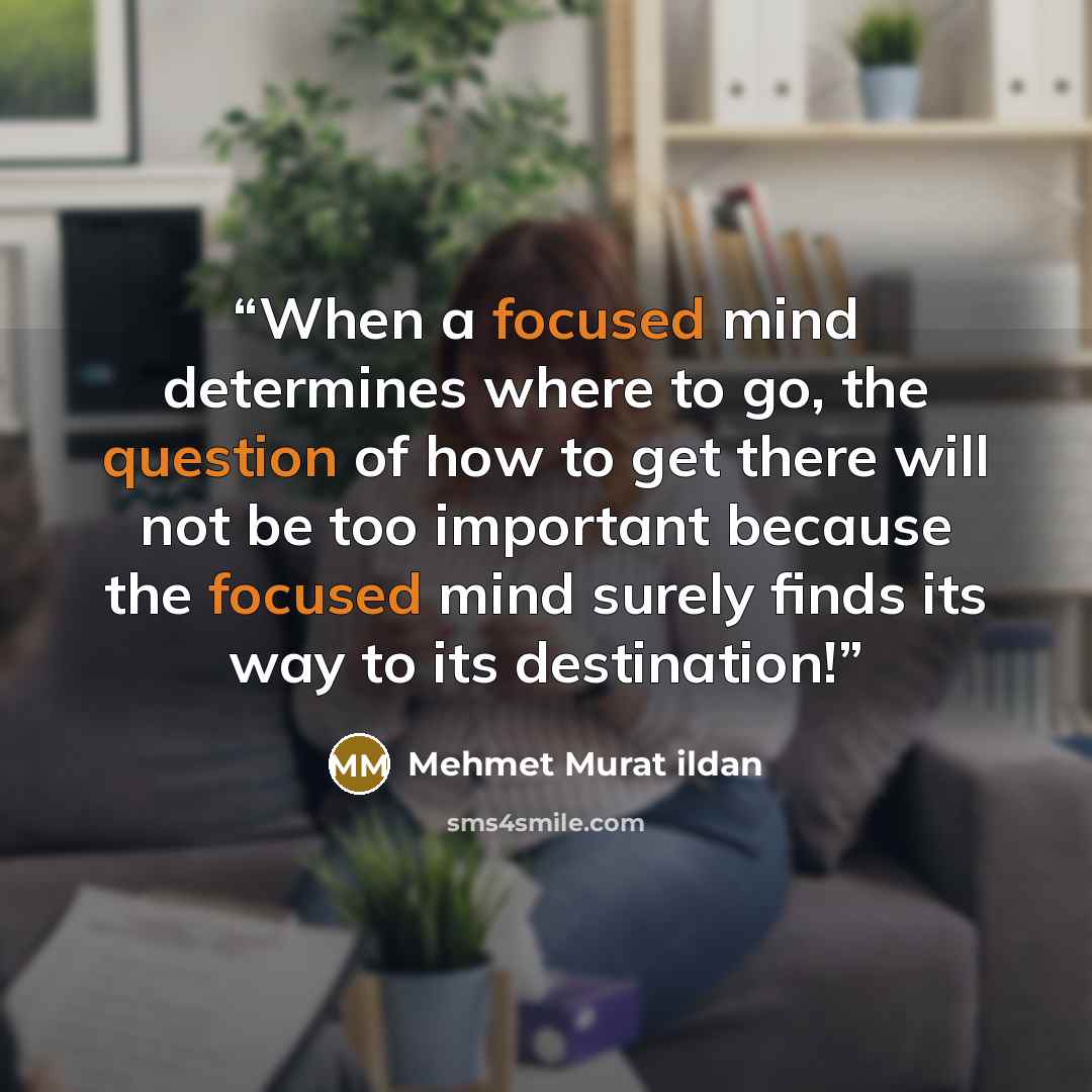 “When a focused mind determines where to go, the question of how to get there will not be too important because the focused mind surely finds its way to its destination!” quote by Mehmet Murat ildan