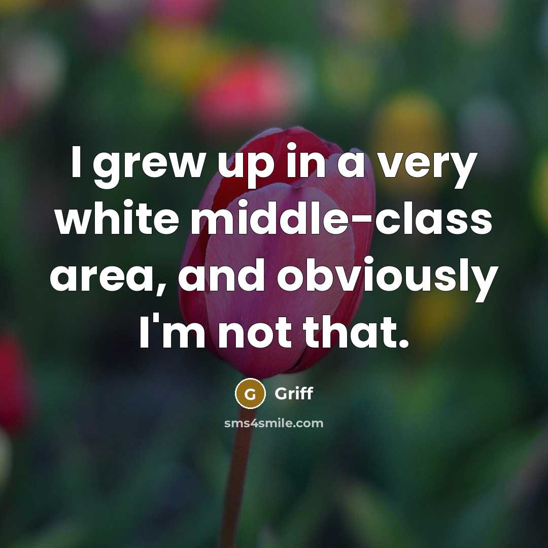 “I grew up in a very white middle-class area, and obviously I'm not that.” quote by Griff
