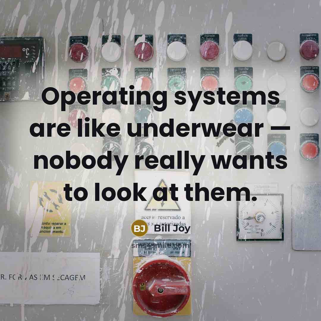 “Operating systems are like underwear — nobody really wants to look at them.” quote by Bill Joy