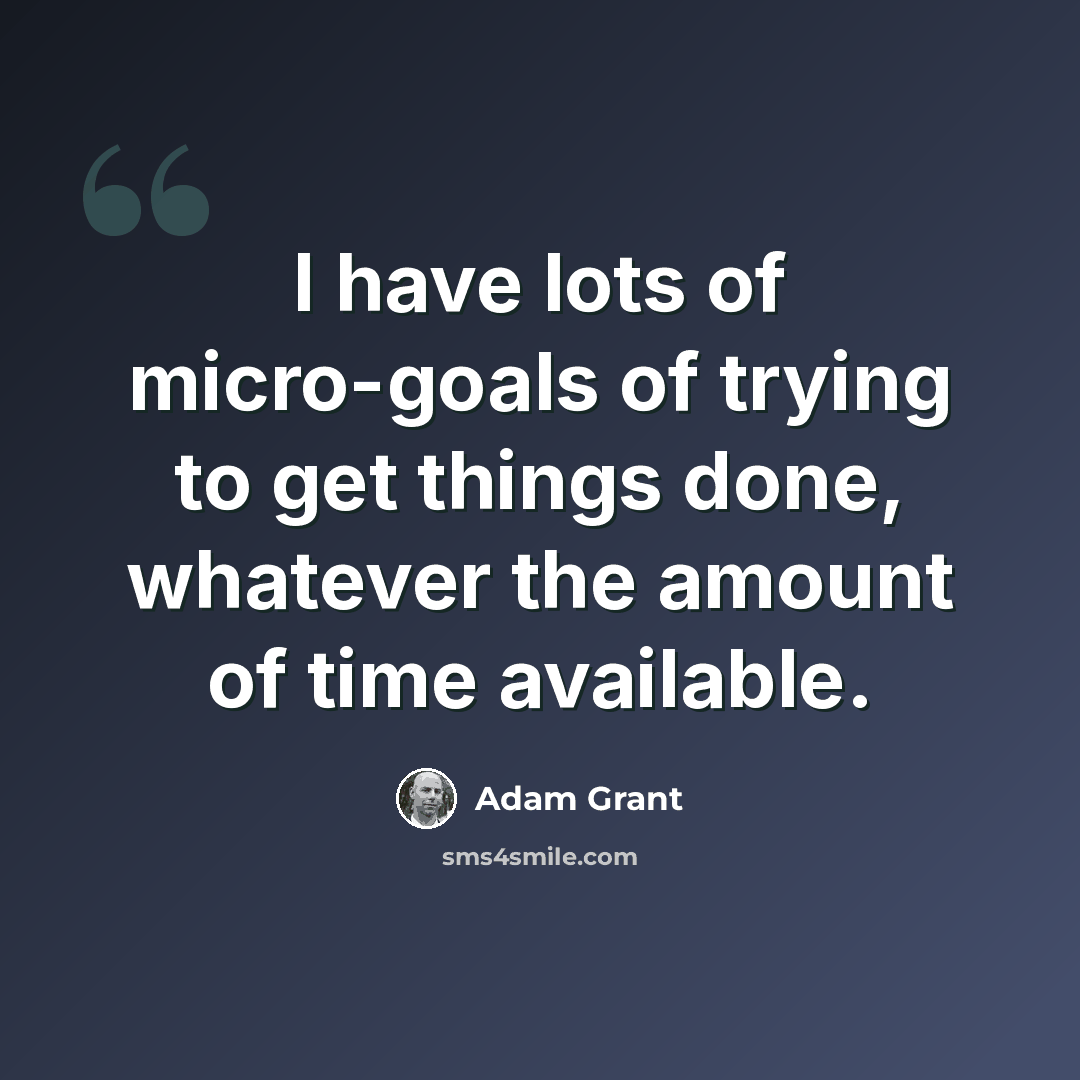 “I have lots of micro-goals of trying to get things done, whatever the amount of time available.” quote by Adam Grant