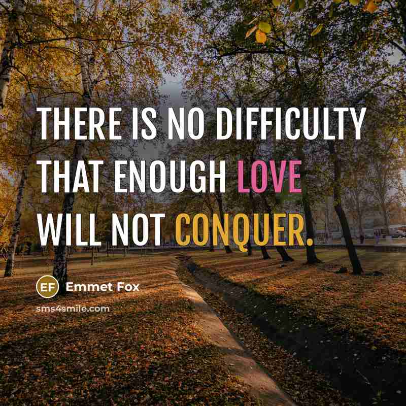 “There is no difficulty that enough love will not conquer.” quote by Emmet Fox