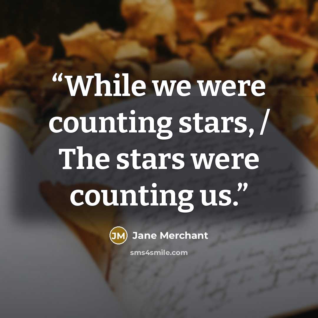 “While we were counting stars, / The stars were counting us.” quote by Jane Merchant