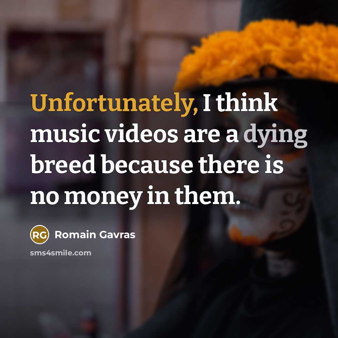 “Unfortunately, I think music videos are a dying breed because there is no money in them.” quote by Romain Gavras