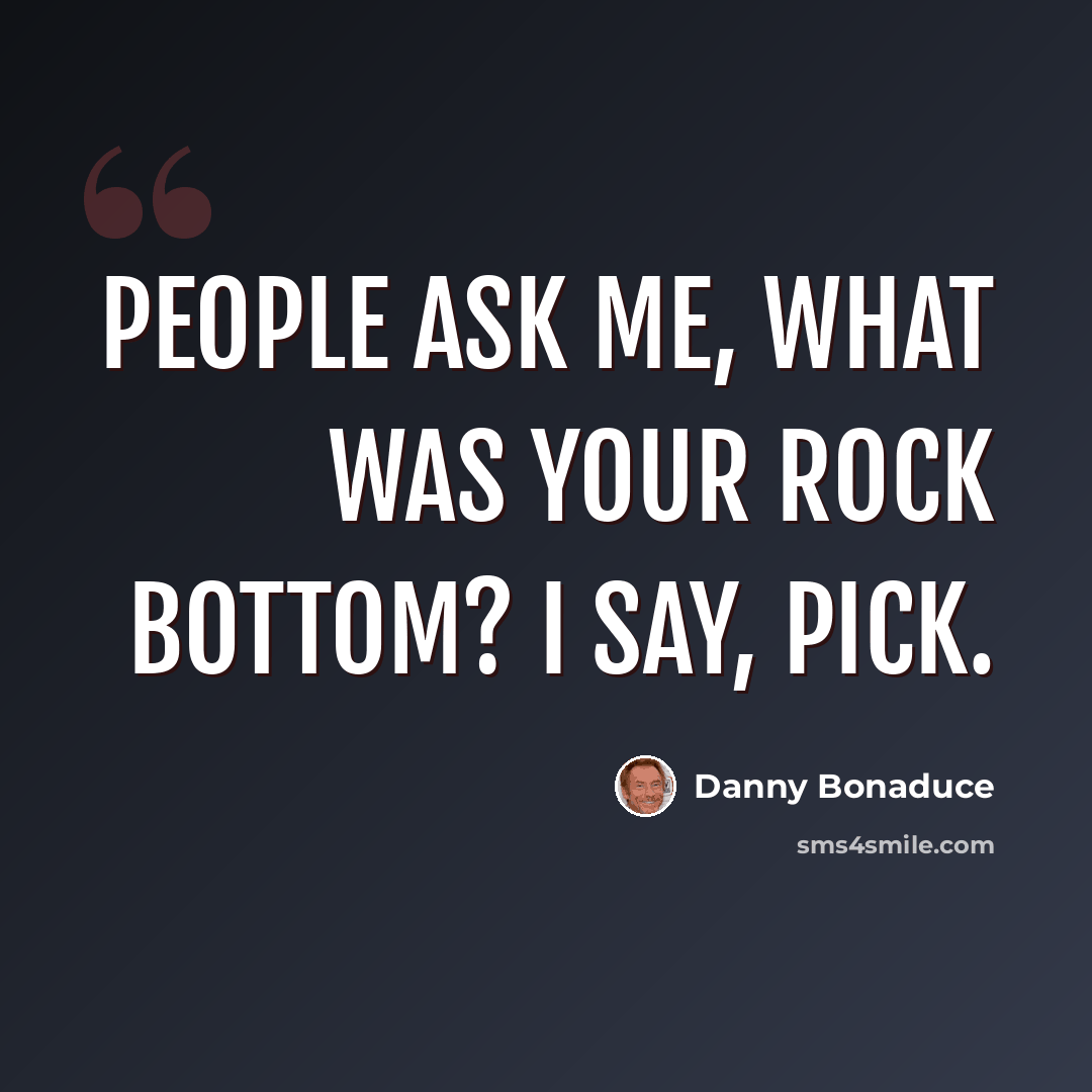 “People ask me, what was your rock bottom? I say, pick.” quote by Danny Bonaduce