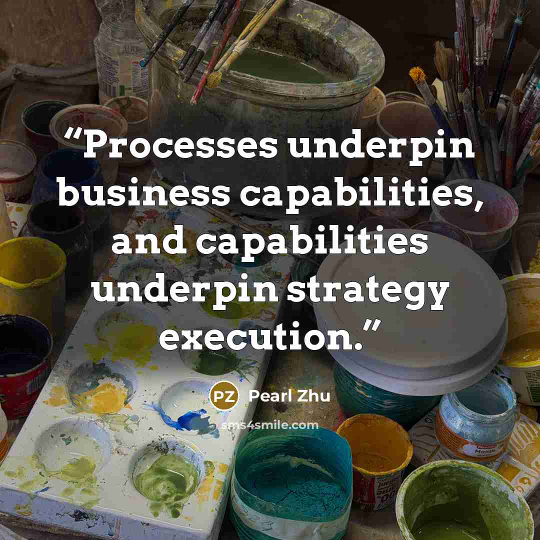 “Processes underpin business capabilities, and capabilities underpin strategy execution.” quote by Pearl Zhu