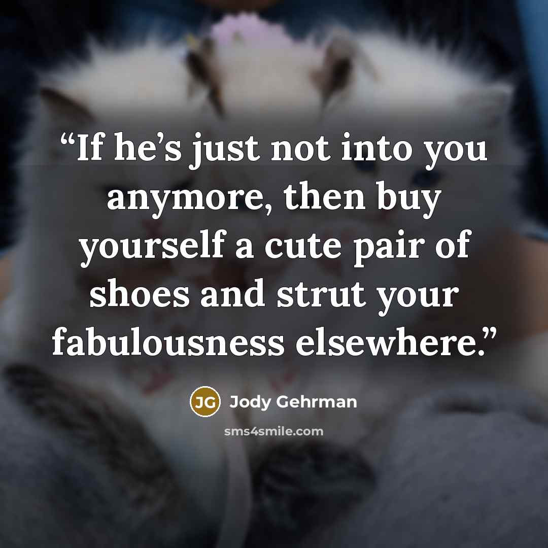 “If he’s just not into you anymore, then buy yourself a cute pair of shoes and strut your fabulousness elsewhere.” quote by Jody Gehrman