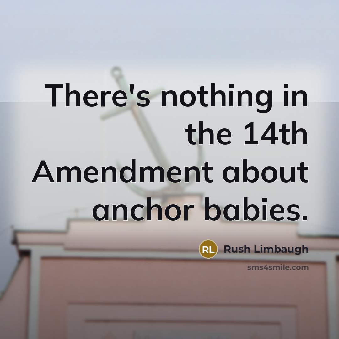 “There's nothing in the 14th Amendment about anchor babies.” quote by Rush Limbaugh