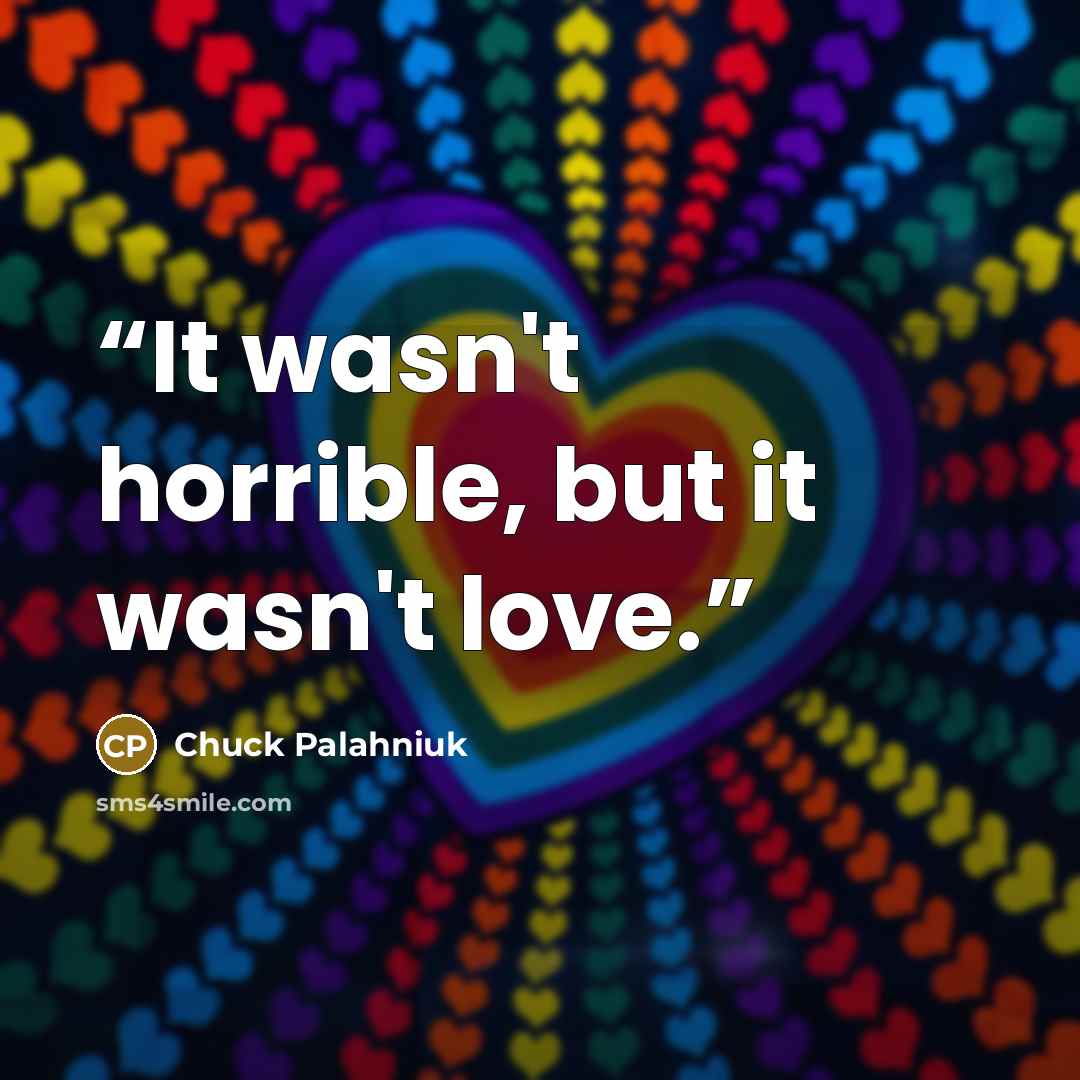 “It wasn't horrible, but it wasn't love.” quote by Chuck Palahniuk