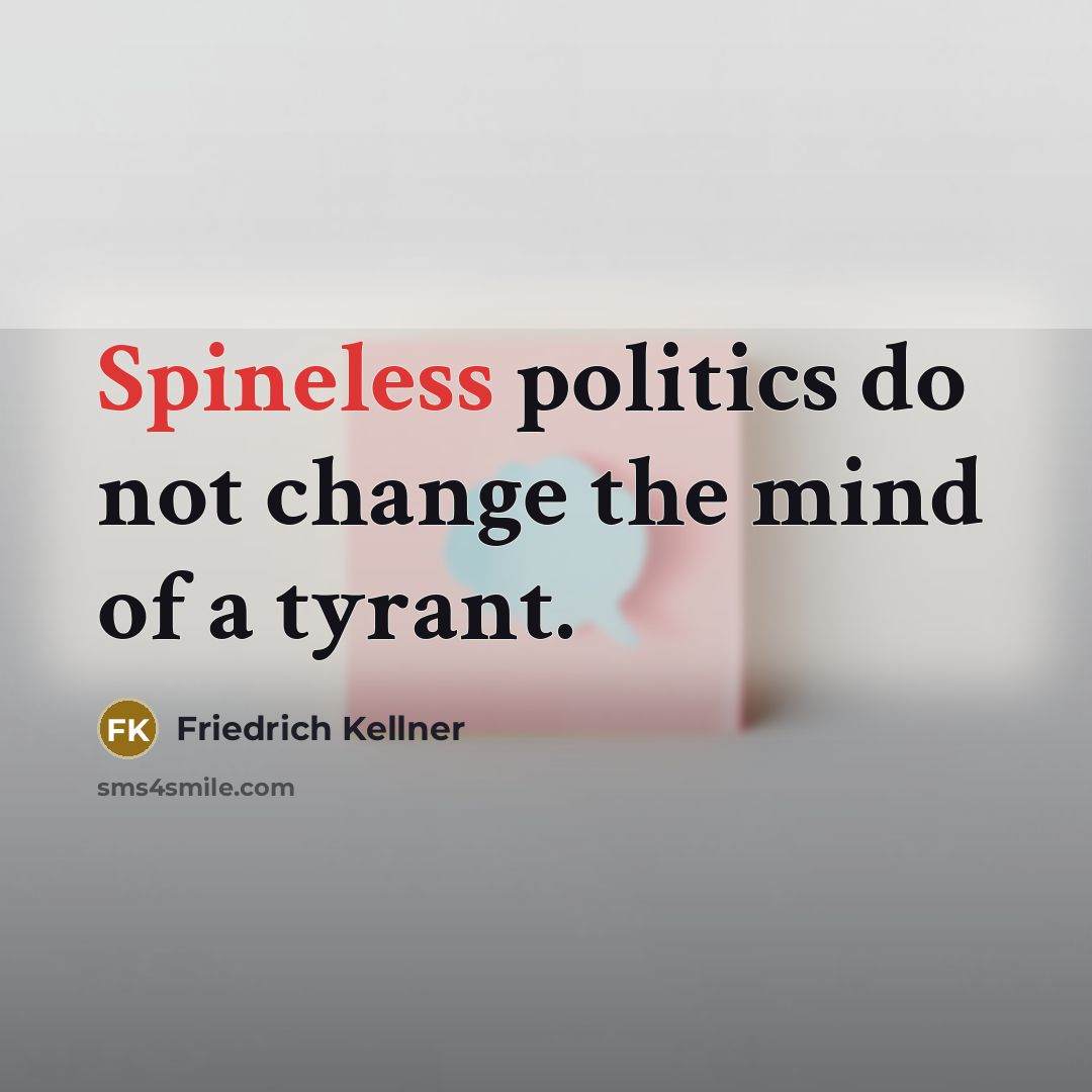 “Spineless politics do not change the mind of a tyrant.” quote by Friedrich Kellner