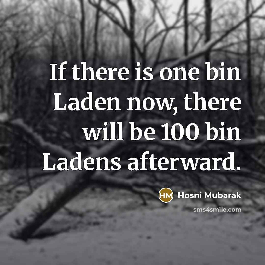 “If there is one bin Laden now, there will be 100 bin Ladens afterward.” quote by Hosni Mubarak
