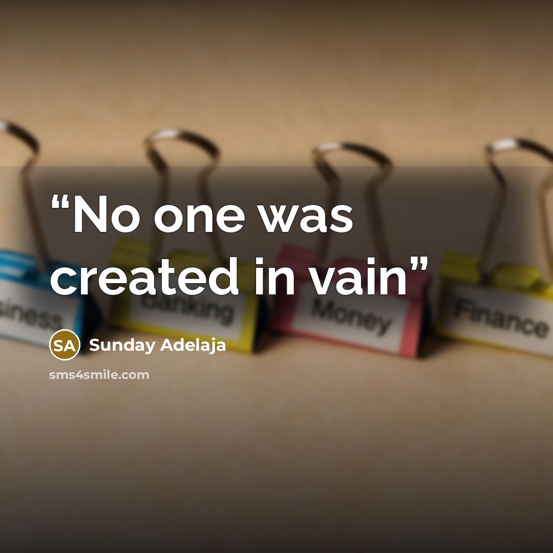 “No one was created in vain” quote by Sunday Adelaja